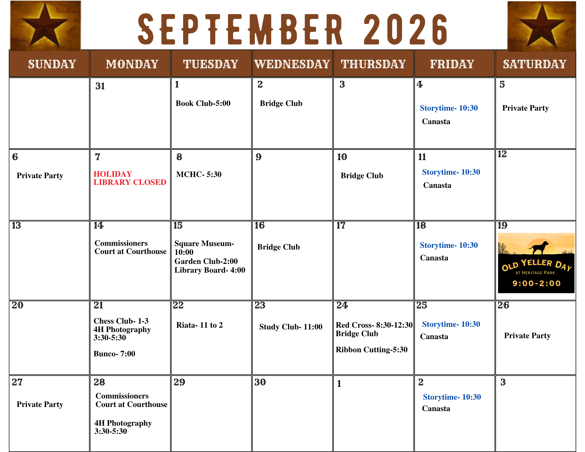 Library Calendar